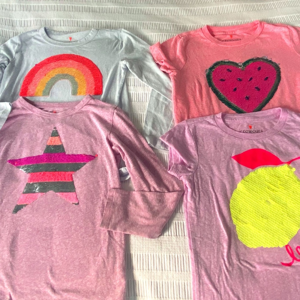 Crewcuts girls sequin flip t-shirt bundle - sz 6-8